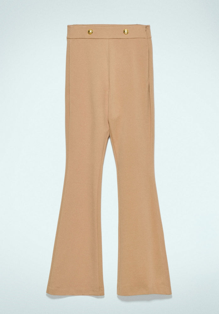 Pantalone Dritto In Punto Milano Beige Cammello - Gaëlle Paris