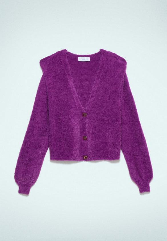 Cardigan In Maglia Viola Ciclamino - Gaëlle Paris