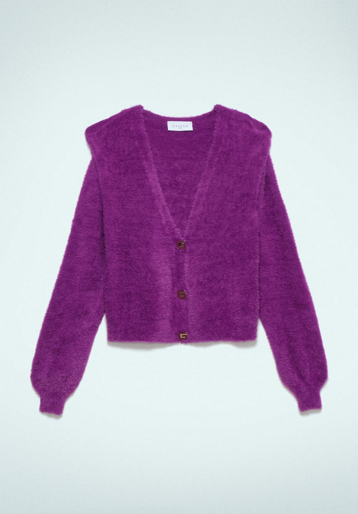 Cardigan In Maglia Viola Ciclamino - Gaëlle Paris