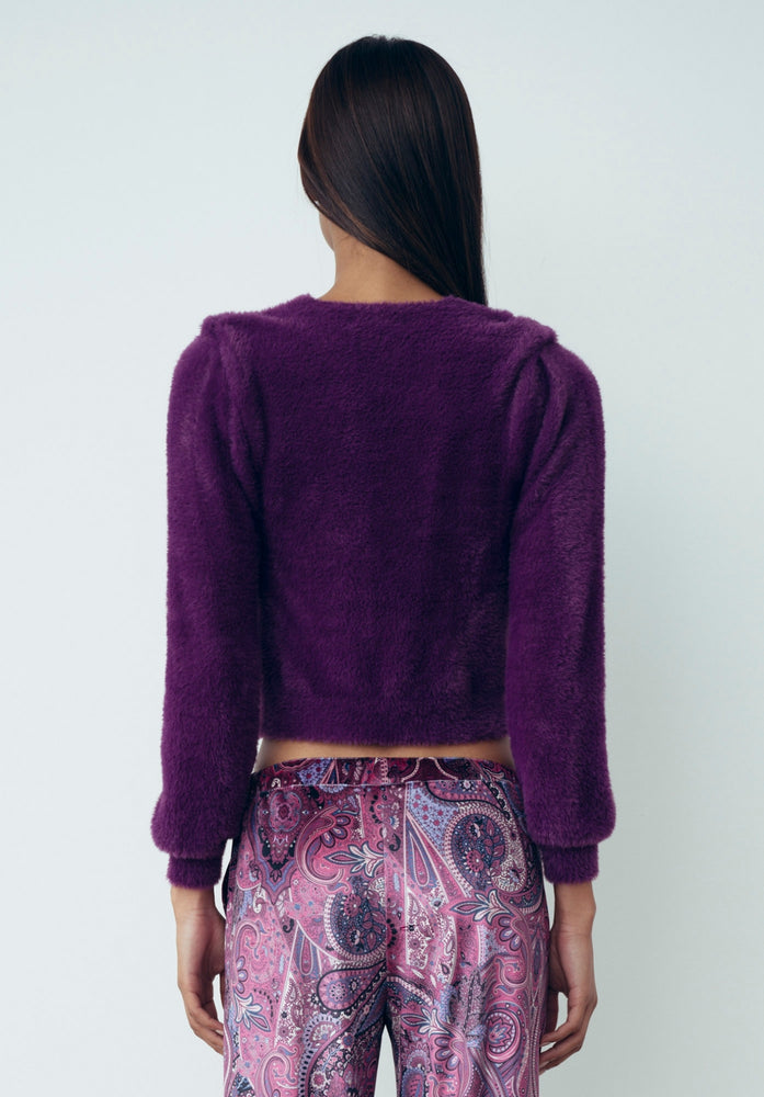 Cardigan In Maglia Viola Ciclamino - Gaëlle Paris