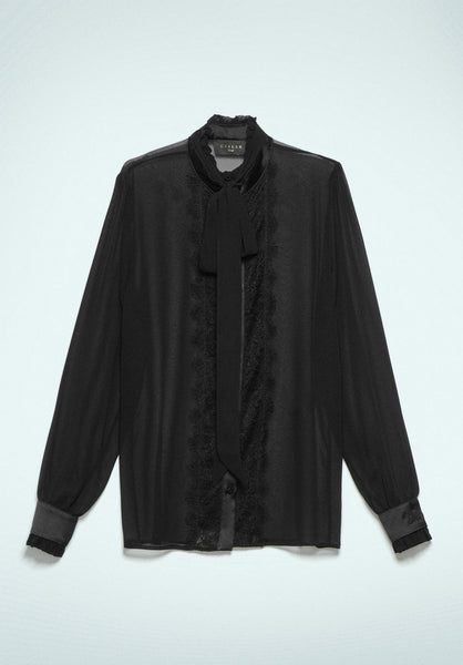 Camicia In Georgette Nero Gaelle Paris