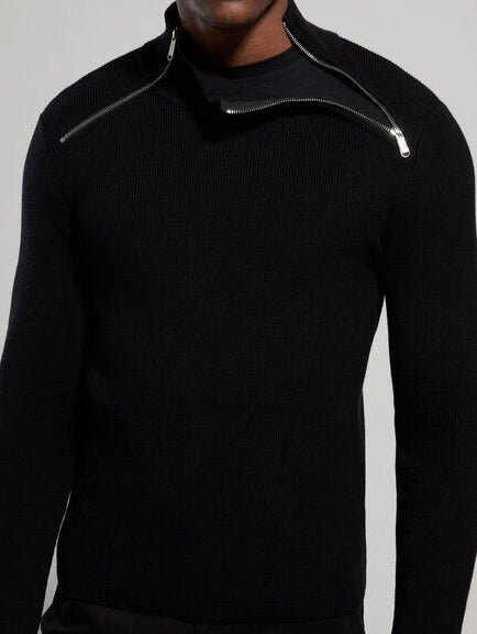 Maglia uomo con dettaglio zip nero Bikkembergs