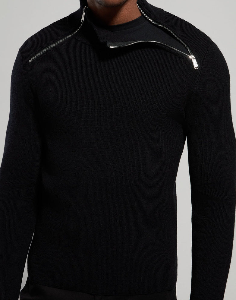 Maglia uomo con dettaglio zip nero Bikkembergs