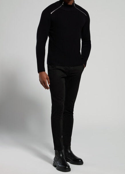 Maglia uomo con dettaglio zip nero Bikkembergs