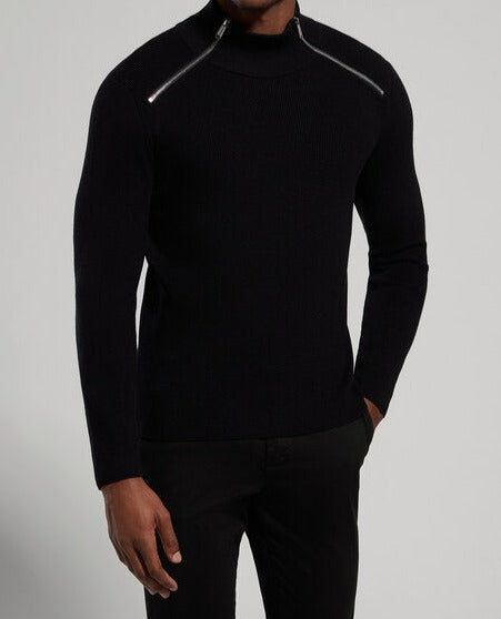 Maglia uomo con dettaglio zip nero Bikkembergs