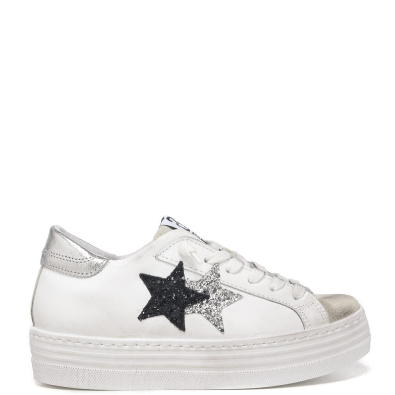 Sneakers 2Stars platform argento