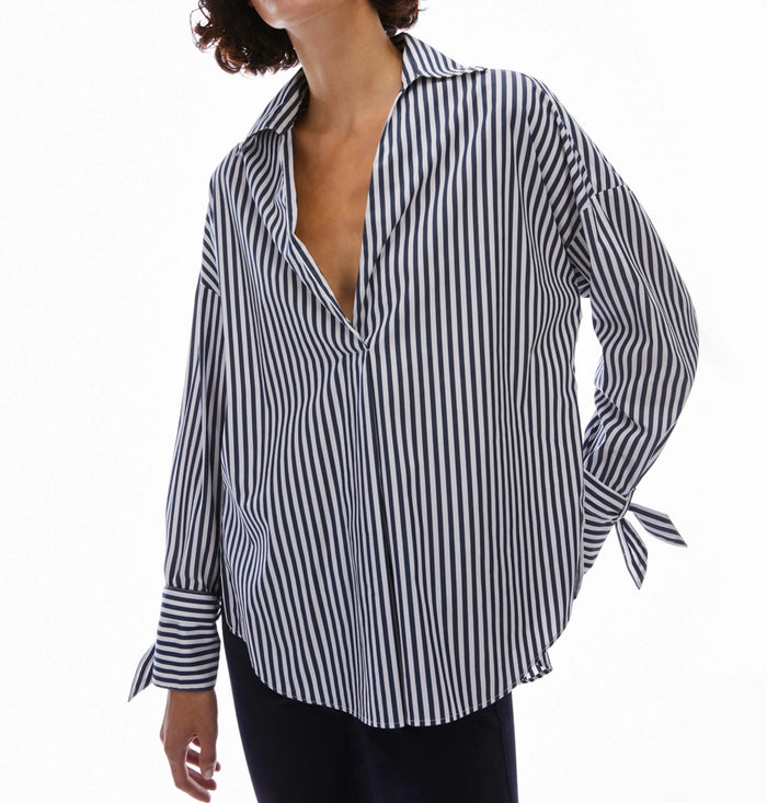 Blusa oversize in popeline a righe blu Penny Black