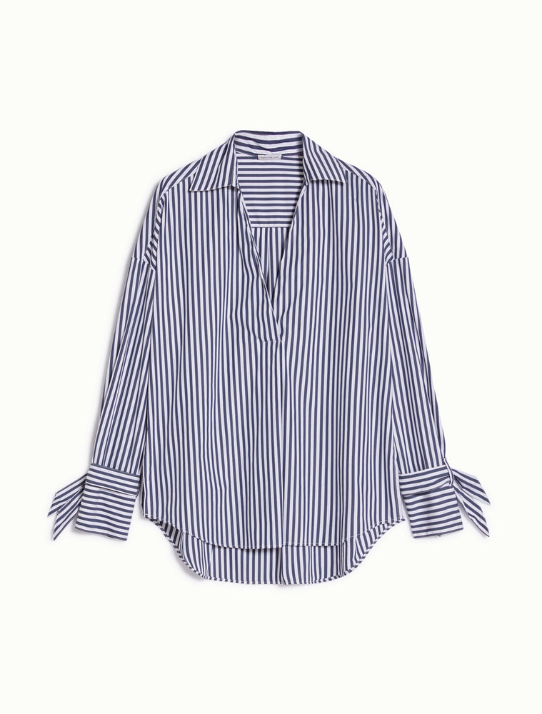 Blusa oversize in popeline a righe blu Penny Black