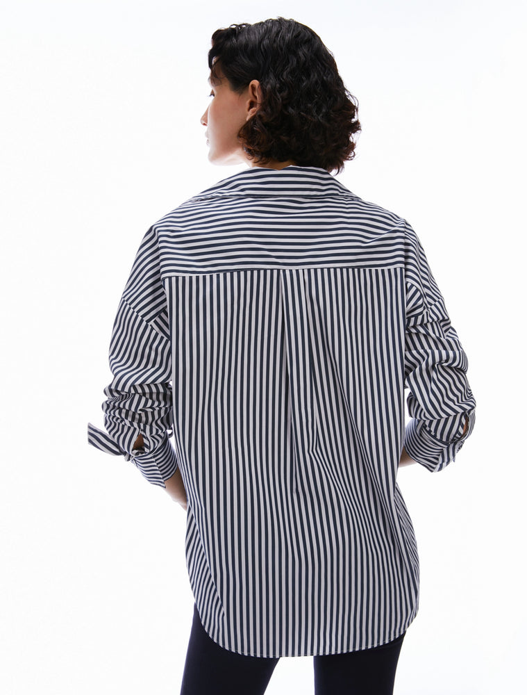 Blusa oversize in popeline a righe blu Penny Black