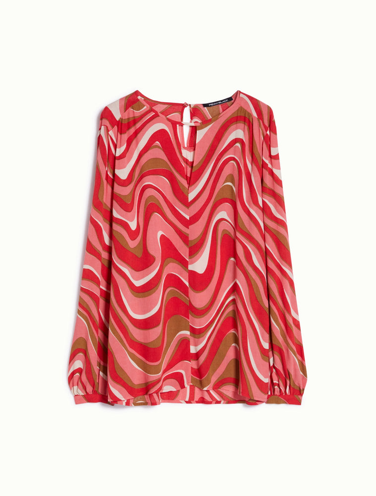 Blusa ampia in crépon a onde rossa rosa Penny Black