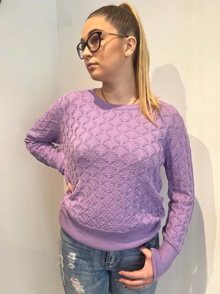 Maglia giro punto lana merino lilla  Wool&Co