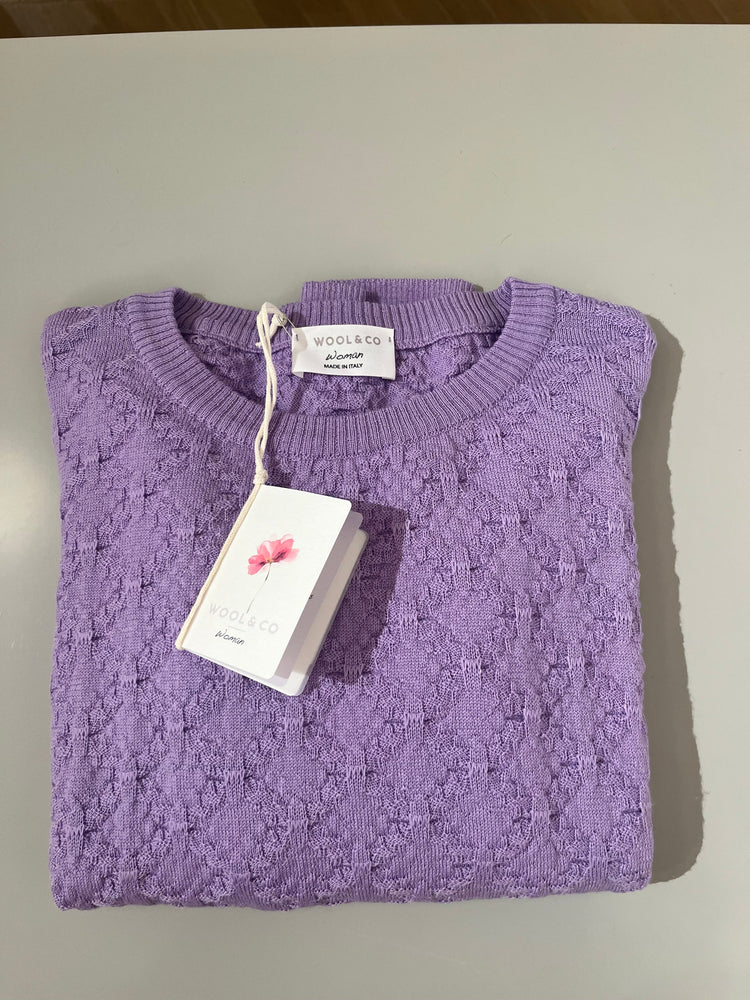 Maglia giro punto lana merino lilla  Wool&Co