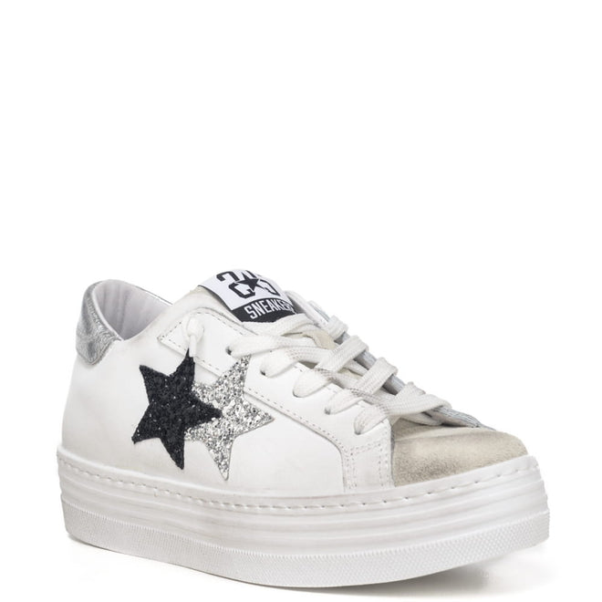 Sneakers 2Stars platform argento